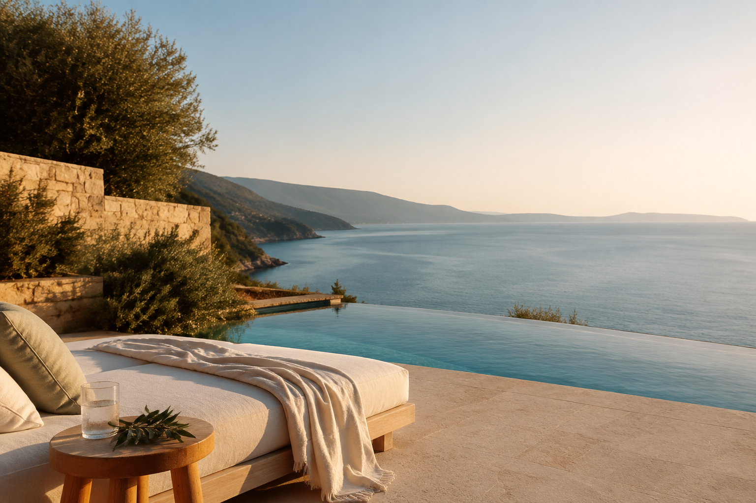 Exklusive mediterrane Auszeit mit weitem Meerblick und ruhigem Infinity-Pool